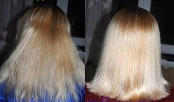 Before and after restoring hair